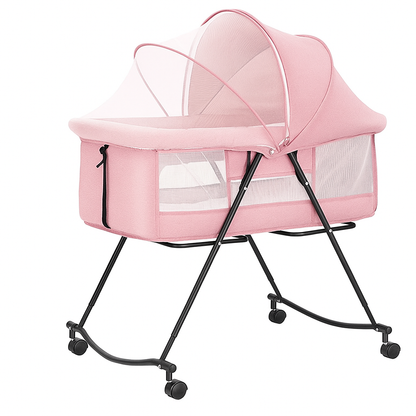 Preorder - Luna Portable Compact Folding Baby Bassinet with Canopy and Locking Wheels