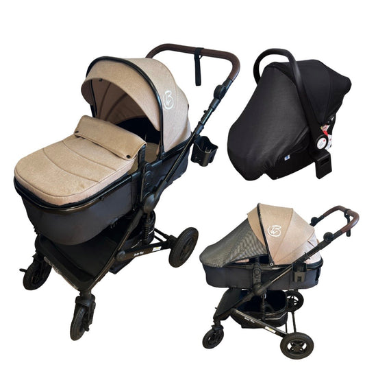 Preorder - Evolve - 3 in 1 Stroller + Bassinet + i-Size Capsule Travel System with Mattress + Beige Skin