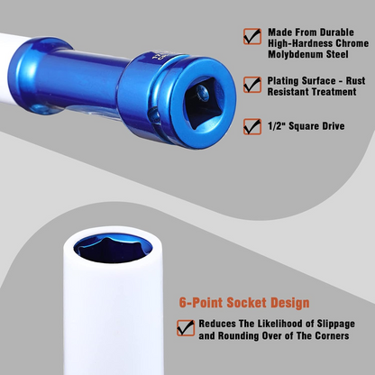 3PCS 1/2-Inch Drive 17mm, 19mm & 21mm Non-Marring Impact Lug Nut Socket Set