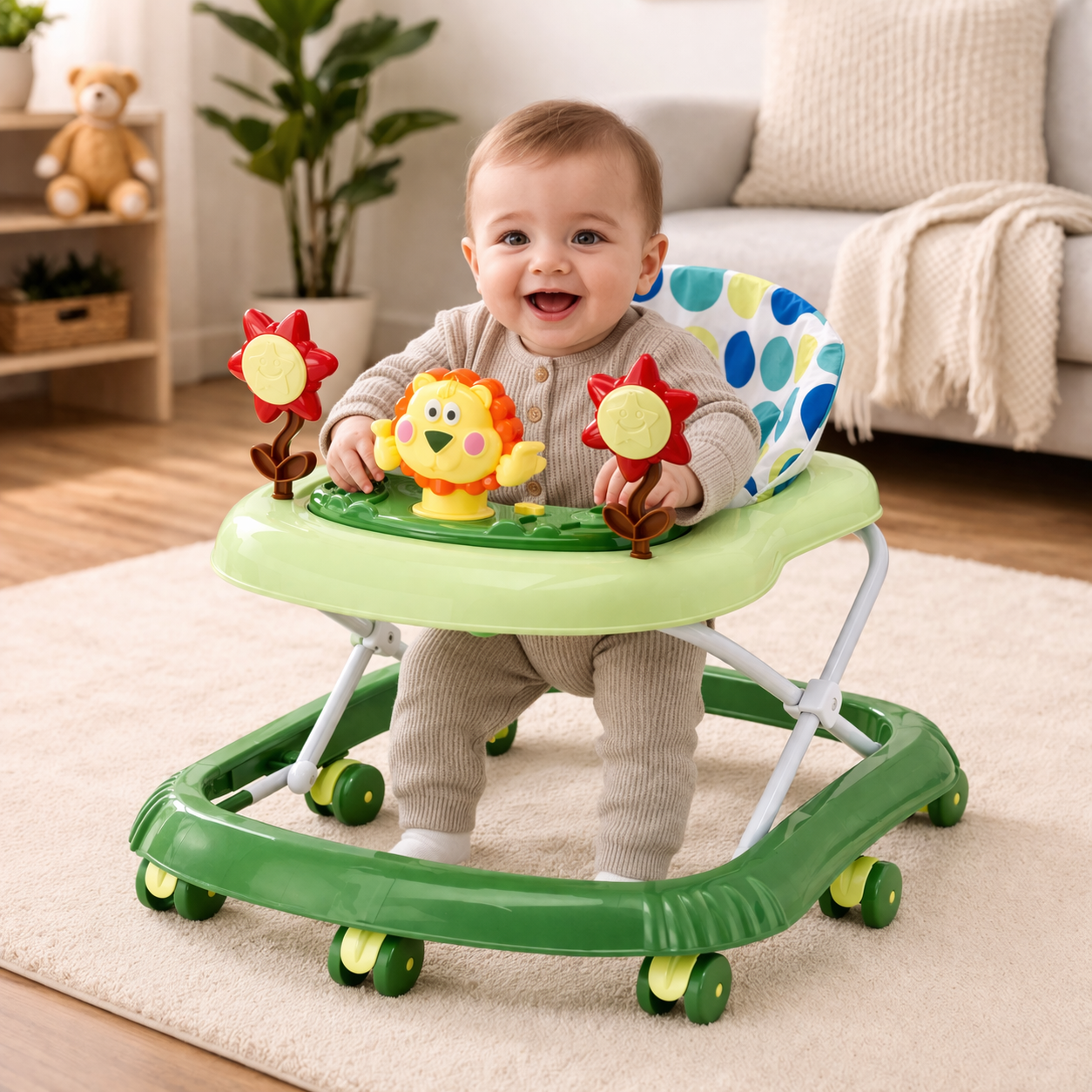 GrowTime Baby Walker – Removable Toy Bar & Compact Folding