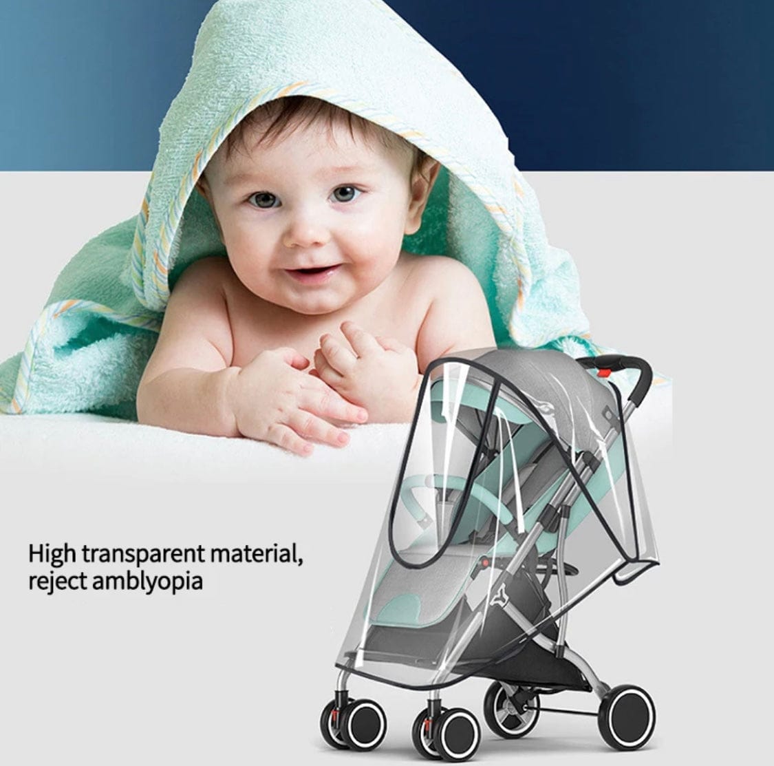 Universal Fit Transparent Stroller Rain Cover with U-Shaped Zipper
