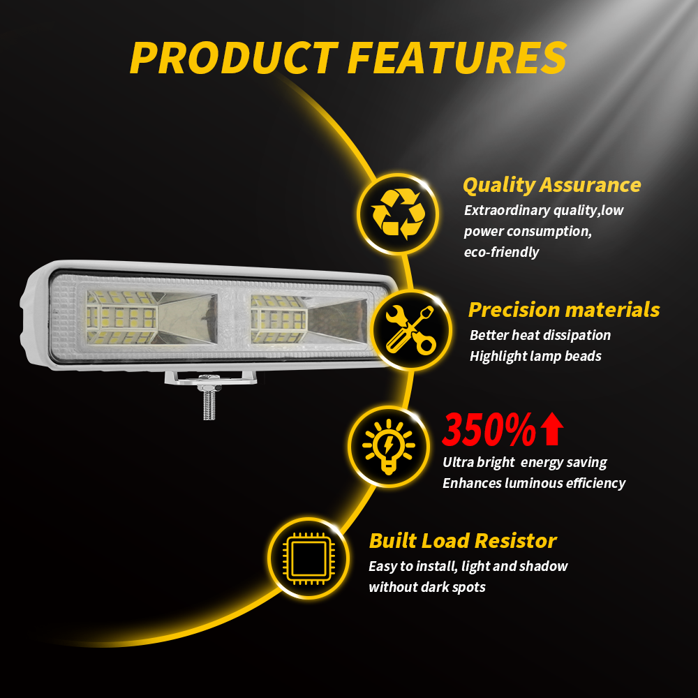 2pcs LED Light Bar 6500K White Lighting Off Road Driving Auxiliary LED Work Lights