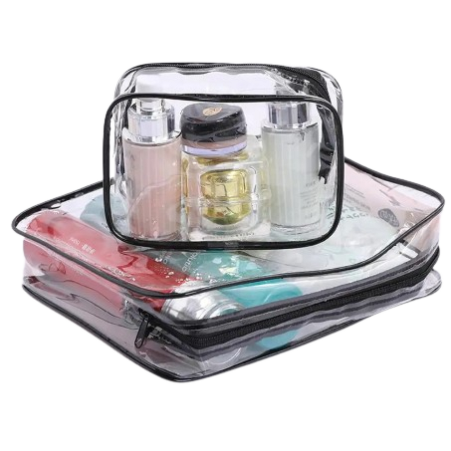Waterproof Transparent Cosmetic Bag with Zip (3 sizes available)