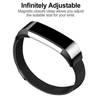 Black Replacement Straps Bands Compatible For Fitbit Alta and Alta HR, Milanese Strap Wristbands