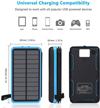Solar Power Bank with 4 Panels 25000mAh - salelink.co.nz