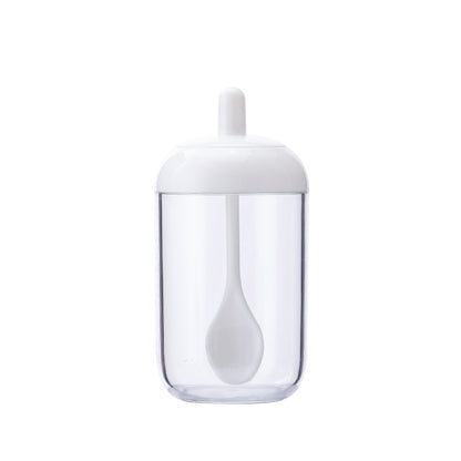 Round Kitchen Seasoning Jar with Spoon and Lid