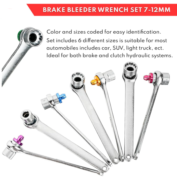 7PCS Brake Bleeder Wrench Set