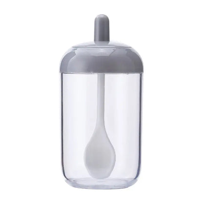 Round Kitchen Seasoning Jar with Spoon and Lid
