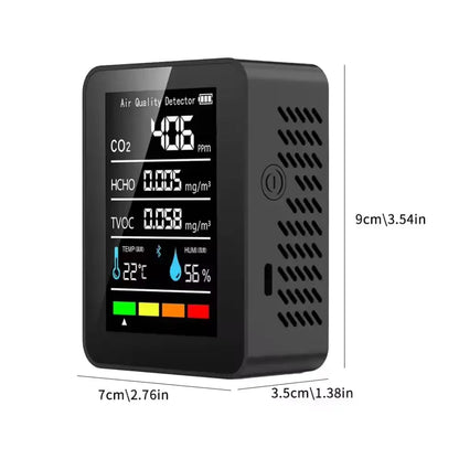 5-in-1 Digital Air Quality Monitor – CO2, HCHO, TVOC, Humidity & Temperature Tester