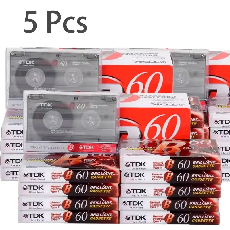 60 Minute Blank Cassette Tapes for Audio Recording (5PCS)
