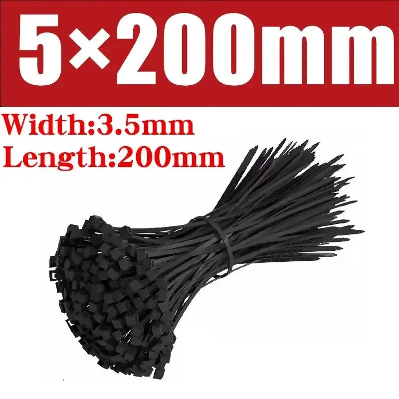 500/1000PCS Self-Locking Black Nylon Cable Ties