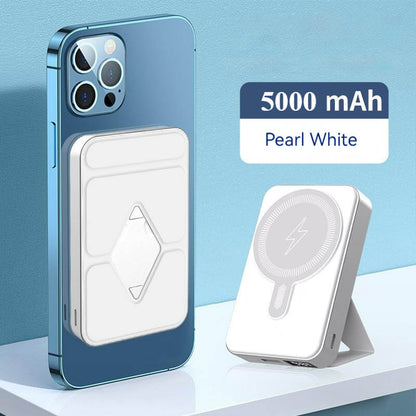 5000mah Magsafe Power Bank with Stand & Cable-White