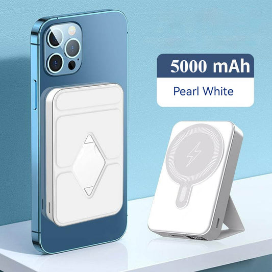 5000mah Magsafe Power Bank with Stand & Cable-White