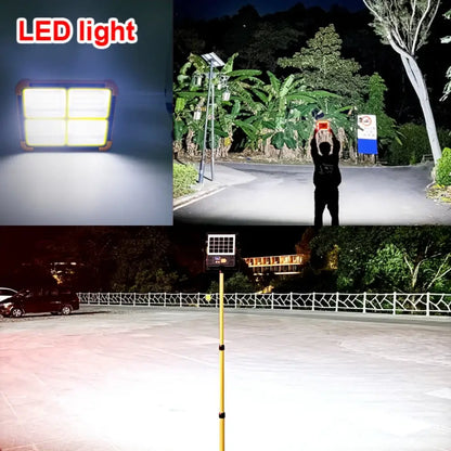 500W Solar Rechargeable Flood Light IP66 Waterproof Portable Camping & Emergency Lantern Power Bank