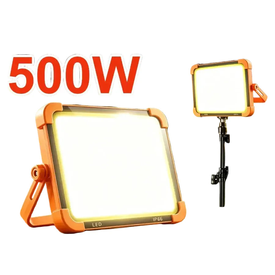500W Solar Rechargeable Flood Light IP66 Waterproof Portable Camping & Emergency Lantern Power Bank