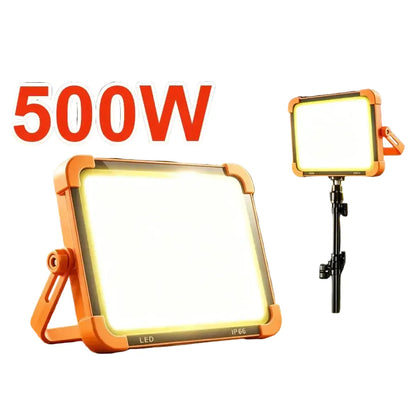 500W Solar Rechargeable Flood Light IP66 Waterproof Portable Camping & Emergency Lantern Power Bank