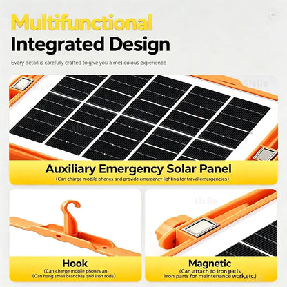 500W Solar Rechargeable Flood Light IP66 Waterproof Portable Camping & Emergency Lantern Power Bank