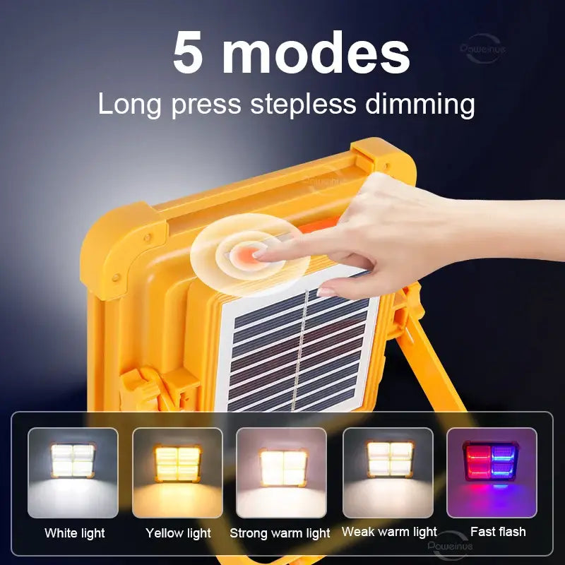 500W Solar Rechargeable Flood Light IP66 Waterproof Portable Camping & Emergency Lantern Power Bank