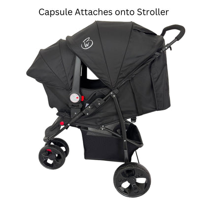 Explorer 3-Wheeler Stroller & Capsule Travel System with Food Tray and Liner