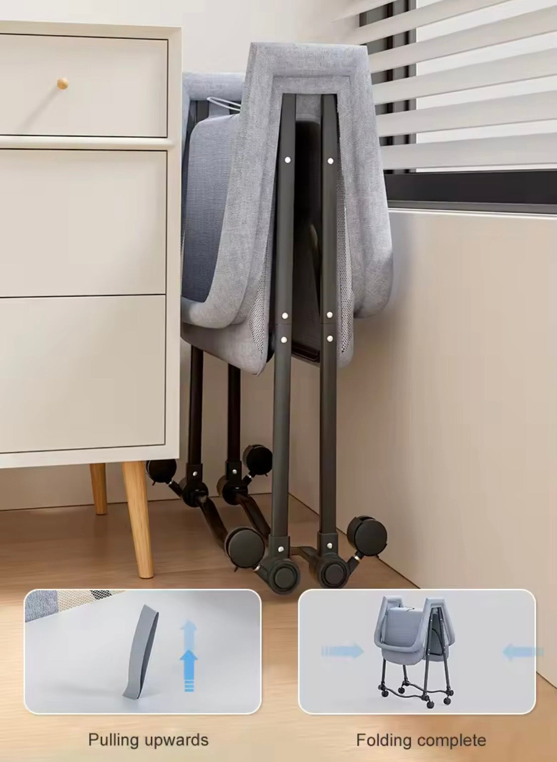 Preorder - Luna Portable Compact Folding Baby Bassinet with Canopy and Locking Wheels