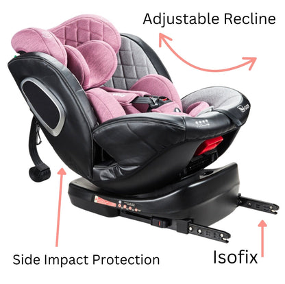 Preorder - Supra Pink Bundle - 4in1 Stroller Buggy + Bassinet + Capsule with ISOFIX Base Combo + Royal 360 Rotating Convertible Car Seat