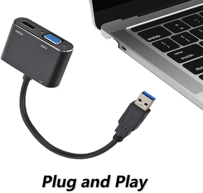 USB to HDMI/ VGA/ 3.5MM Headphone Adapter