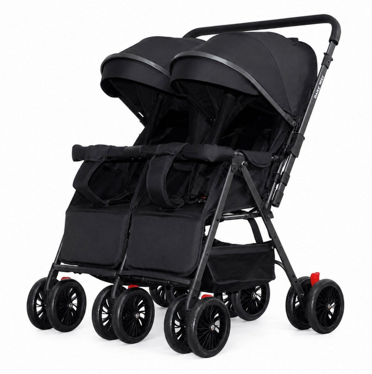Preorder - TwinGo Black 2-Way Folding Compact Double / Twin Stroller + Rain Cover
