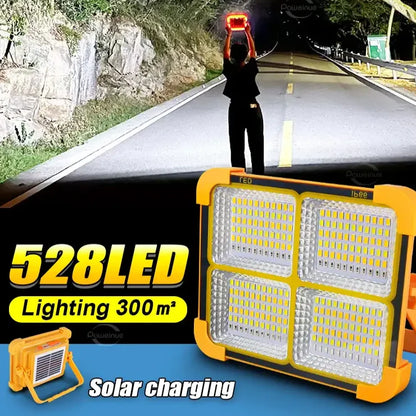 Solar Rechargeable Flood Light 10000mAh IP66 Waterproof Portable Camping & Emergency Light