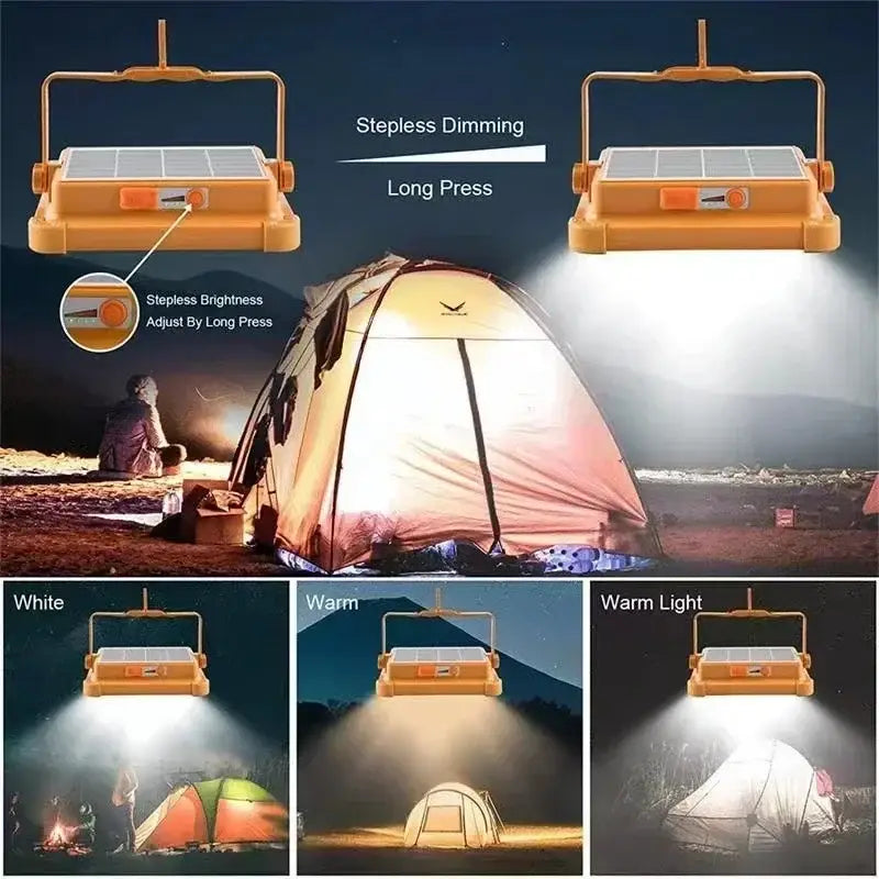 Solar Rechargeable Flood Light 10000mAh IP66 Waterproof Portable Camping & Emergency Light