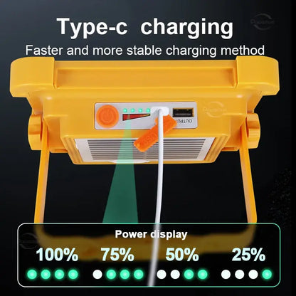 Solar Rechargeable Flood Light 10000mAh IP66 Waterproof Portable Camping & Emergency Light