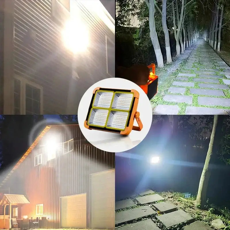 Solar Rechargeable Flood Light 10000mAh IP66 Waterproof Portable Camping & Emergency Light
