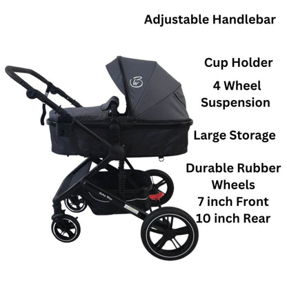 Preorder - Supra Sapphire Bundle - 4in1 Stroller Buggy + Bassinet + Capsule with ISOFIX Base Combo with 360 GoldSpin Rotating Convertible Car Seat