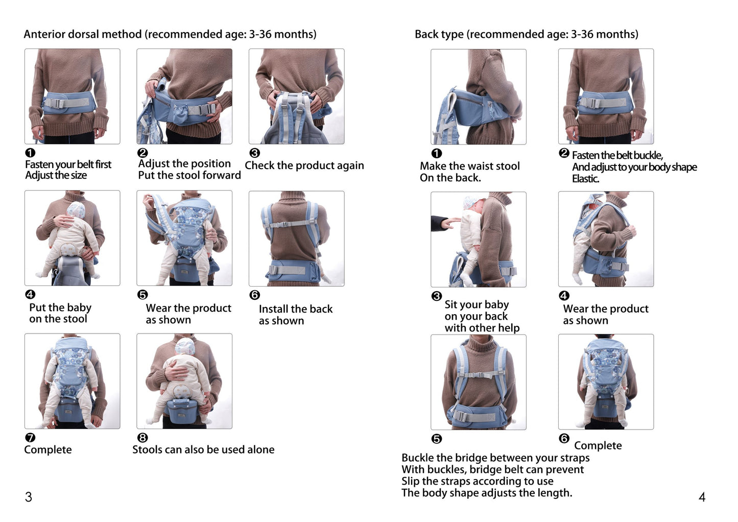 3 IN 1 BABY CARRIER HIPSEAT DARK BLUE