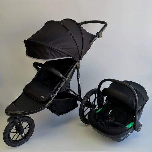 Baby Brightness easygo 2+ travel system, 3-wheel stroller+ infant capsule black