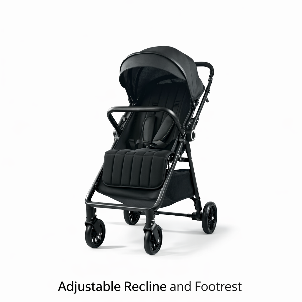 NextSteps Compact Travel-Friendly Switch Stroller + Racer Black Booster Car Seat