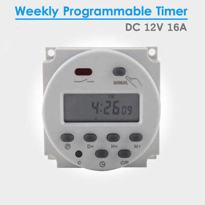 12V 16A LCD Day Programmable Timer Time Relay Switch 24 Hour 7 Mini Dc