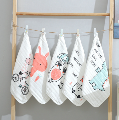 100% Cotton Kids Face Towel Set - 5 Pieces