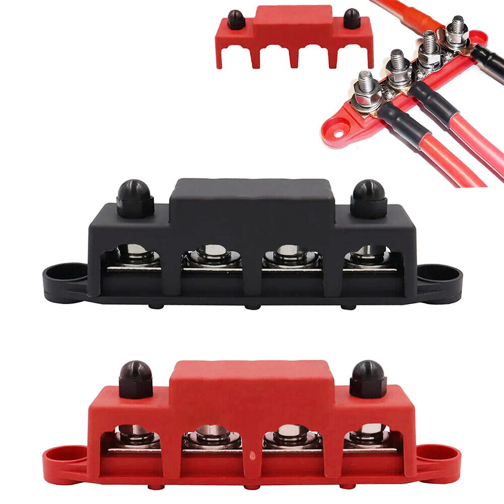 2PCS Positive Negative Bus Bar Battery Power Distribution Block 4xM10 Terminal