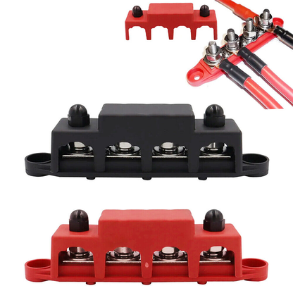 2PCS Positive Negative Bus Bar Battery Power Distribution Block 4xM10 Terminal