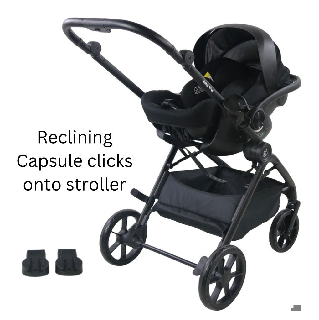 Crown Y Luxury Travel System - Reversible Stroller + Reclining i-Size Capsule + Rotating ISOFIX Base