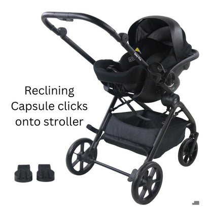 Crown Y Luxury Travel System - Reversible Stroller + Reclining i-Size Capsule + Rotating ISOFIX Base