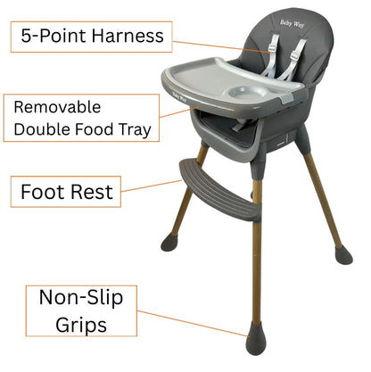 Willow 3-in-1 Multifunctional Kids High Chair - GREY