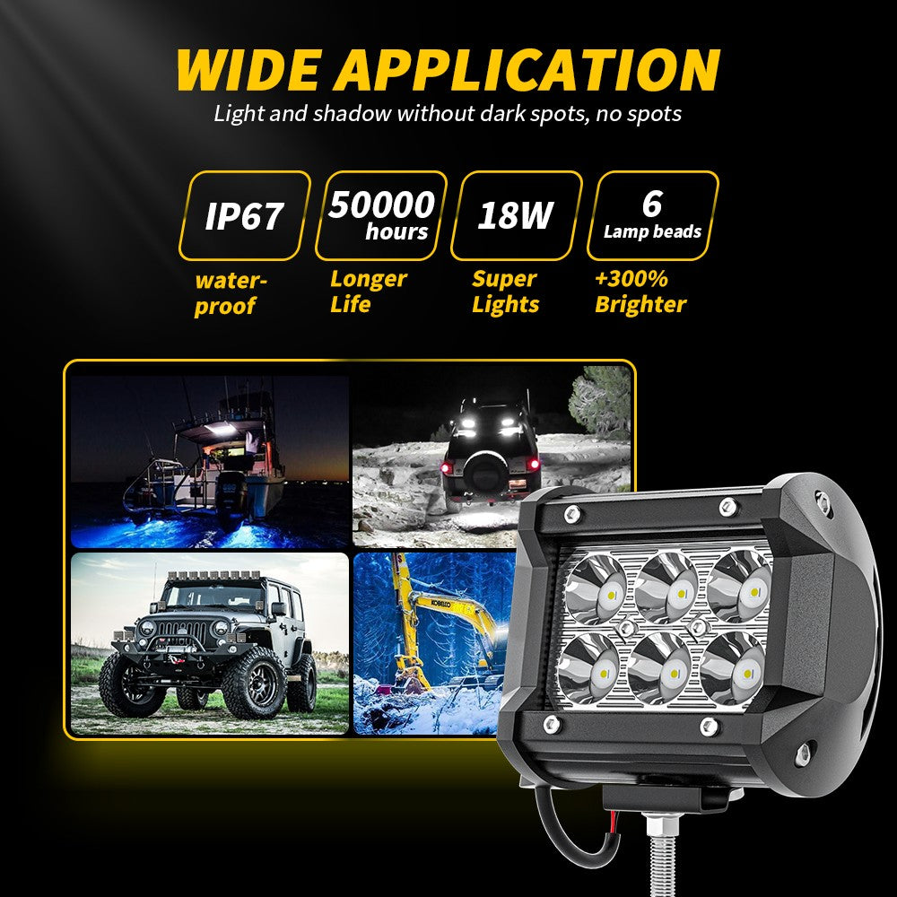 Pair 3Inch Led Work Light Bar Spot Flood Off-road Driving 4Wd 4X4 Reverse