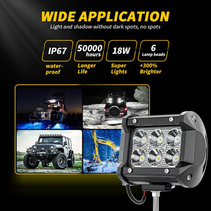 Pair 3Inch Led Work Light Bar Spot Flood Off-road Driving 4Wd 4X4 Reverse
