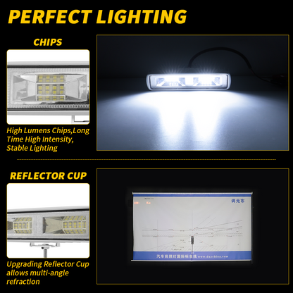 2pcs LED Light Bar 6500K White Lighting Off Road Driving Auxiliary LED Work Lights