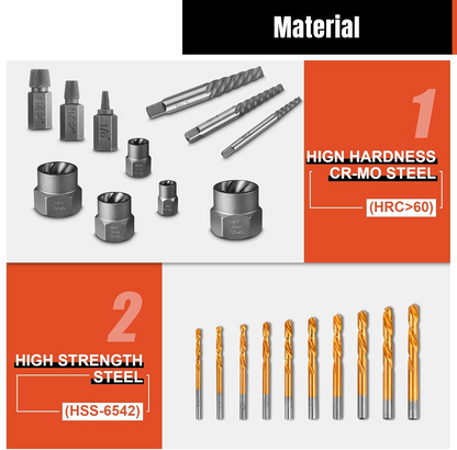 40pcs Damaged/Rounded Bolt Nut Stud Screw Remover/Extractor Set