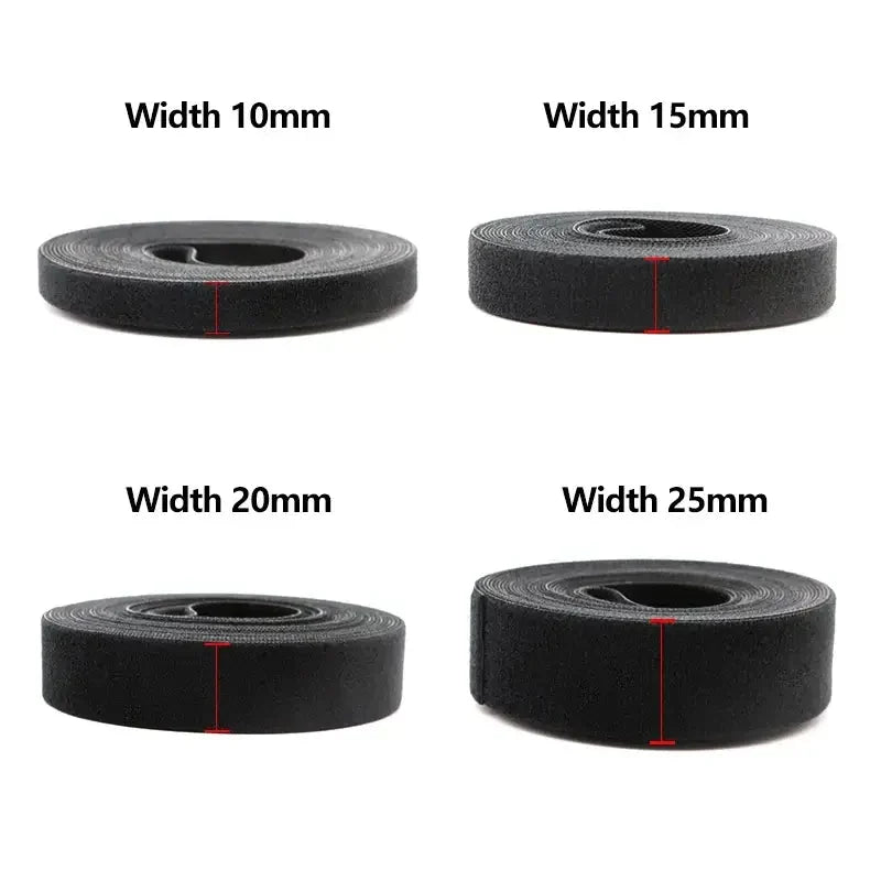 5m/Roll Reusable Hook & Loop Cable Ties 10/15/20/25mm Double-Sided Fastening Straps