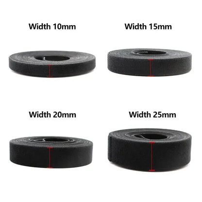 5m/Roll Reusable Hook & Loop Cable Ties 10/15/20/25mm Double-Sided Fastening Straps