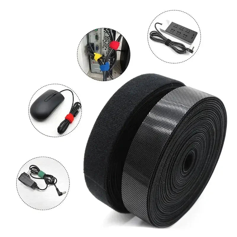 5m/Roll Reusable Hook & Loop Cable Ties 10/15/20/25mm Double-Sided Fastening Straps