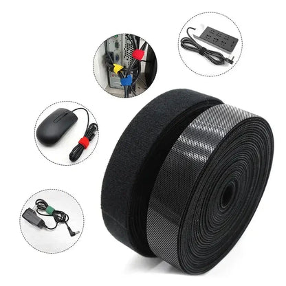 5m/Roll Reusable Hook & Loop Cable Ties 10/15/20/25mm Double-Sided Fastening Straps
